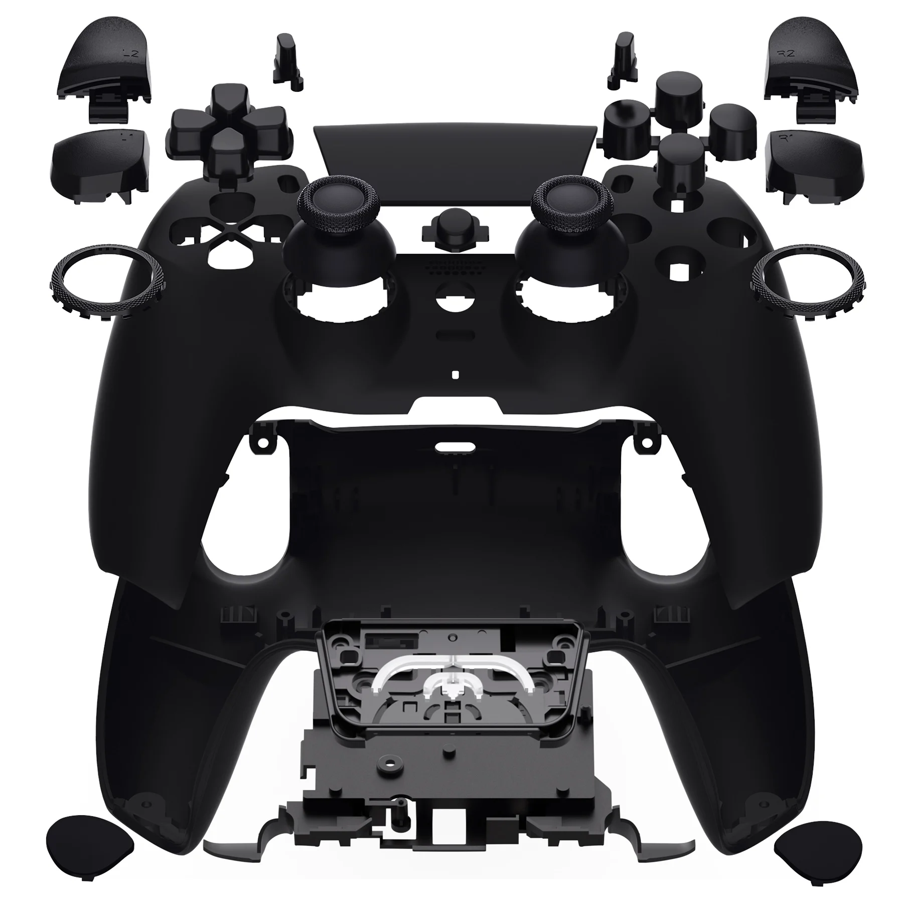 eXtremeRate Luna Neugestaltetes Komplettgehäuse mit Tasten und Touchpad-Abdeckung Kompatibel mit PS5-Controller BDM-060 - Schwarz