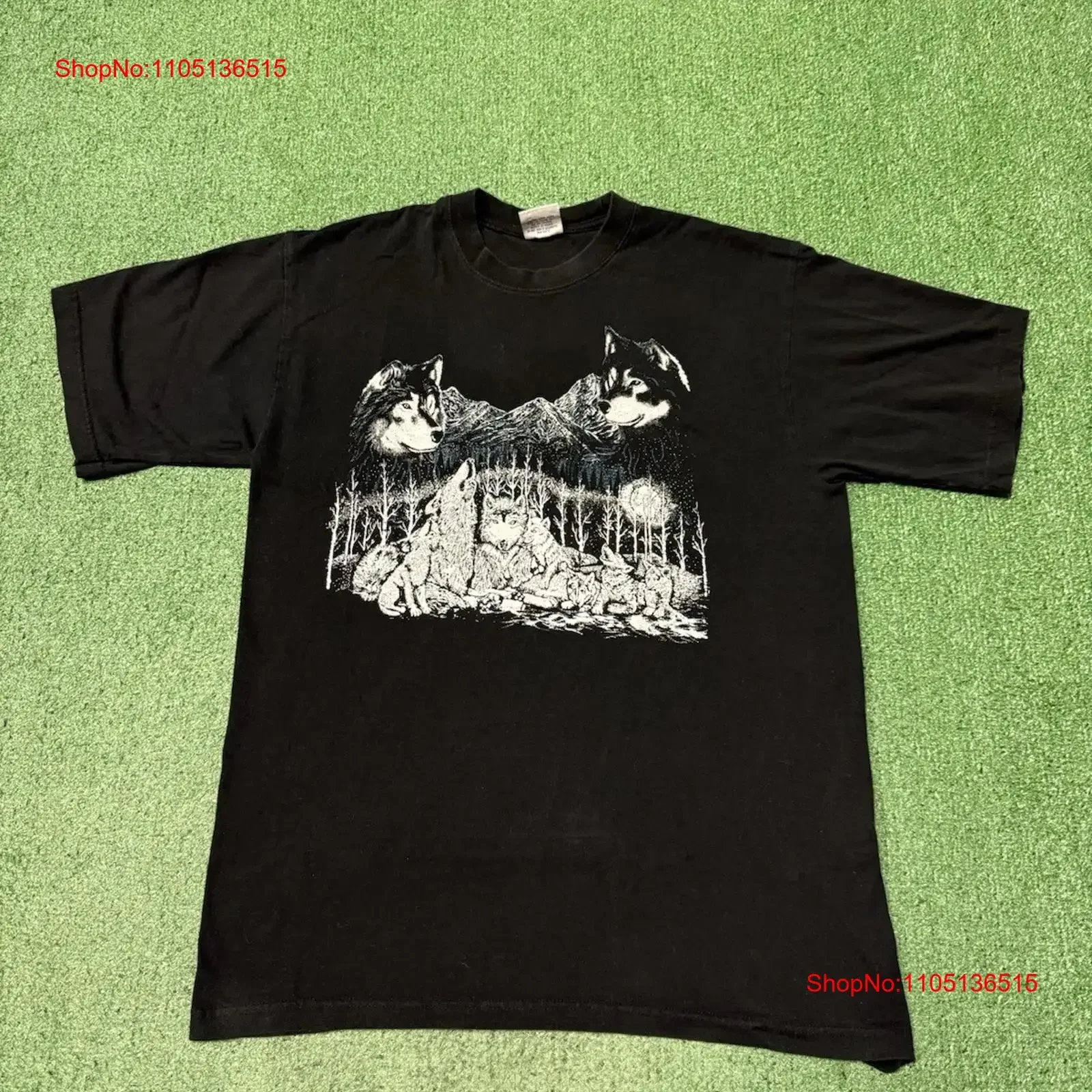 Vintage 90s Moonlight Wolf Nature ArT T Shirt Men Size XL Black Animals VTG MARKED vintage Washed graphic homme fashion Soft