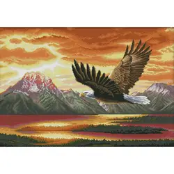 Eagle Flying DIY Animal Pattern Cross Stitch 14ct Count Fabric 16ct 11ct Printed Fabric DMC Embroidery Thread Kit DIY Needlework