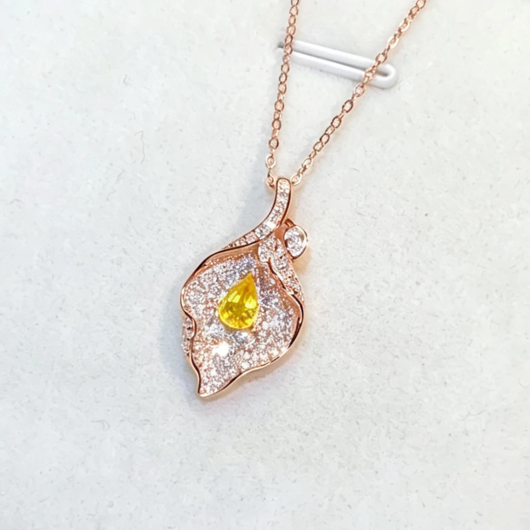 925 Silver Natural Sapphire Pendant 4x6mm Heated Genuine Sapphire Jewelry Silver Leaf Pendant Ideal Birthday Gift for Wife