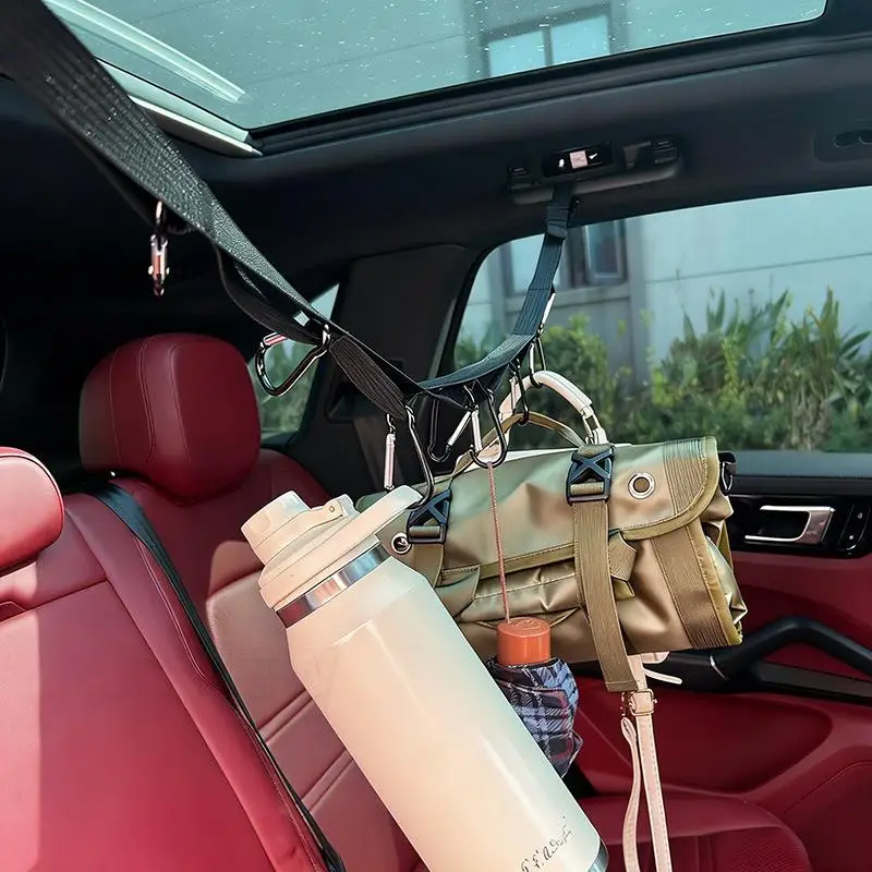 Multifunctional In-Car Clothes Rack with Storage Hooks Universal Fit Space Saving Hanger for Car Interior Storage