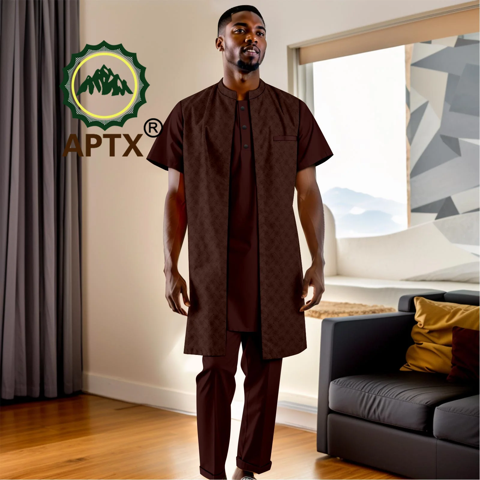 

African Clothes for Men Traditional Suit 3 PCS Bazin Riche Dashiki Outfits Shirt Pants Robe Church Wedding Party Wear A2316094