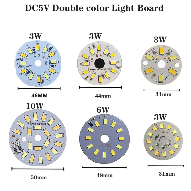 

DC5V Панель светового света с регулируемой яркостью Светодиодный источник света Лампа 3 Вт 6 Вт10 Вт Белый теплый свет SMD5730/2835 Лампы Бусины DIY Круглая световая панель