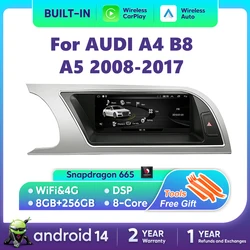 Android 14 Multimedia Player For Audi A4 B8 A5 Car Radio Screen GPS Navi Stereo WIFI Head Unit Intelligent System 4G CarPlay