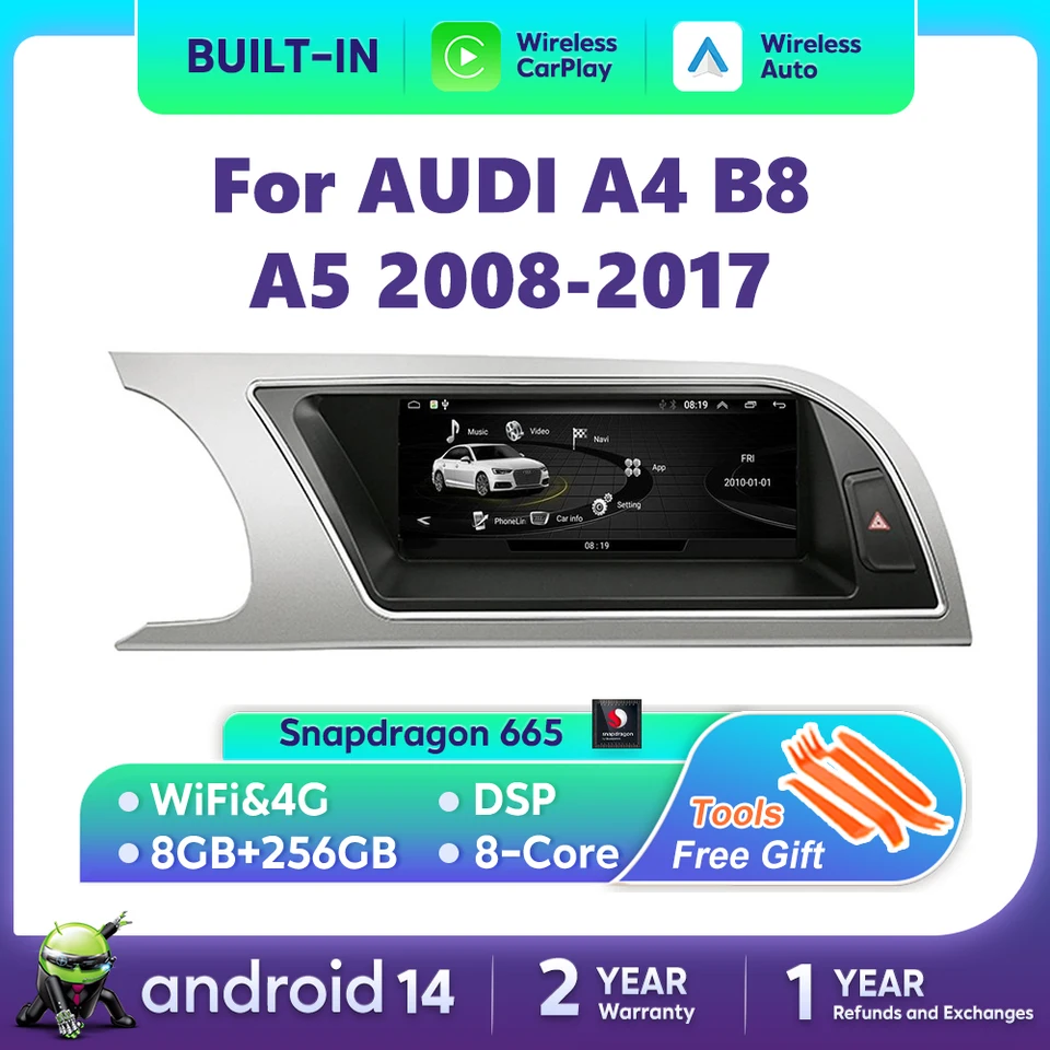 Android 14 Multimedia Player For Audi A4 B8 A5 Car Radio Screen