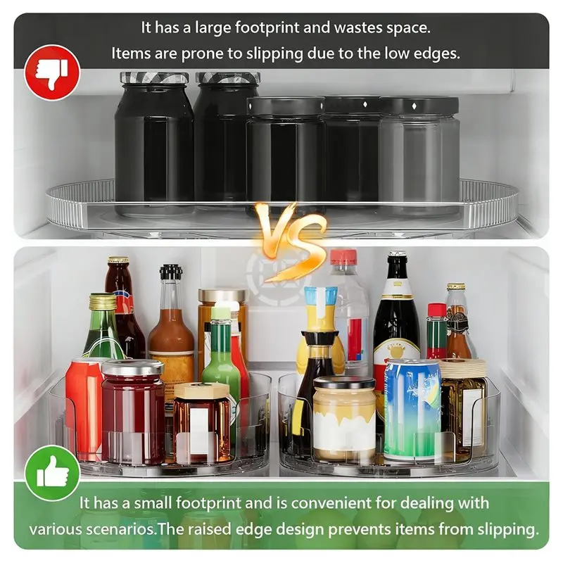 ABUN 360° Rotating Lazy Susan Turntable, Clear Refrigerator Organizer, Kitchen Cabinet Pantry Storage, Space Saving, Easy Access