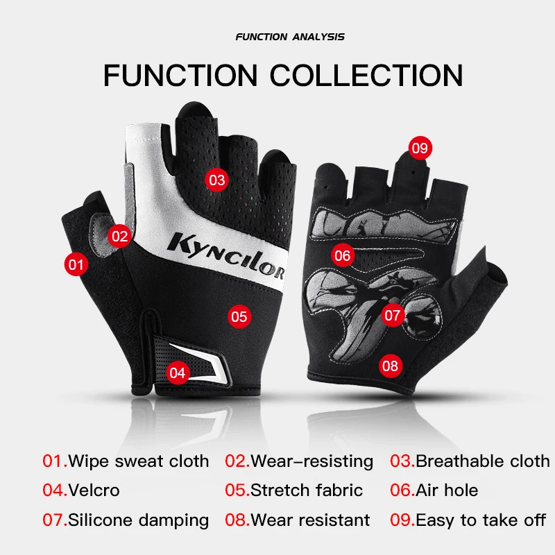 Non-Slip Cycling Gloves Sports Sunscreen Cycling Men And Women Half Finger Fitness Non-Slip Breathable Riding Gloves