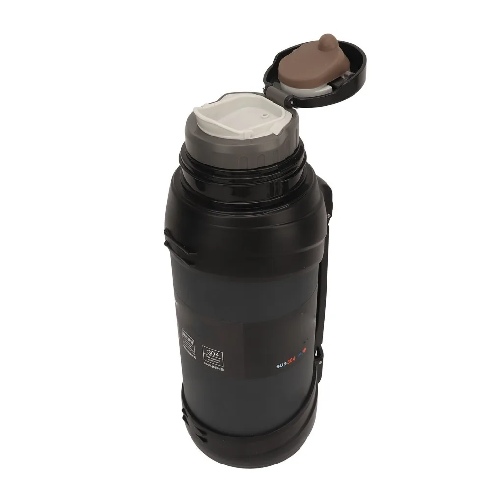 Portable 2000ml Sports Bottle Sturdy Rustless Steel Water Bottle Matte Outer Leak Proof Drinking Flask Long Distance Travel