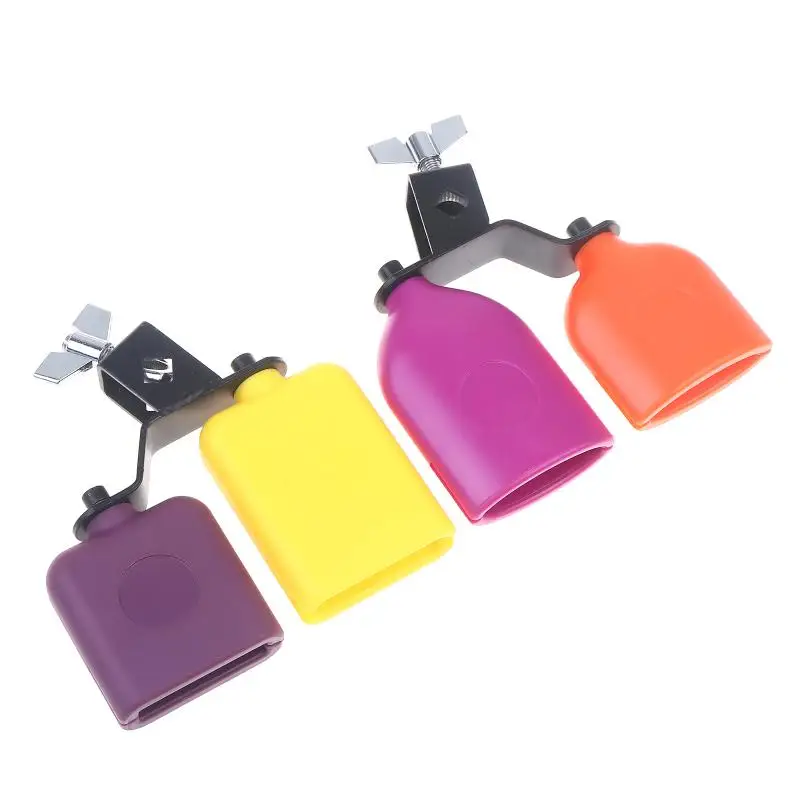 New Double Sambago Bell Latin Music Yellow Purple Cowbell High Low Sound Knocker Drum Percussion Instrument Part Accessories