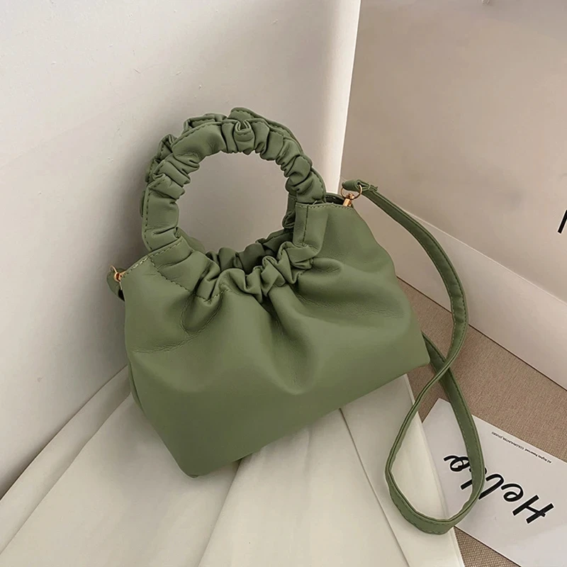 Yogodlns Spring Pleated Cloud Bag For Women Soft Leather Shoulder Messenger Bag Fashion Brands Crossbody Bag Designer Handbags