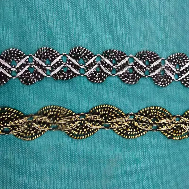 20Yards Black Gold Lace Trim Ribbon Curve Lace Fabric Sewing Centipede Braided Lace Wedding Craft DIY Clothes Accessories Decora