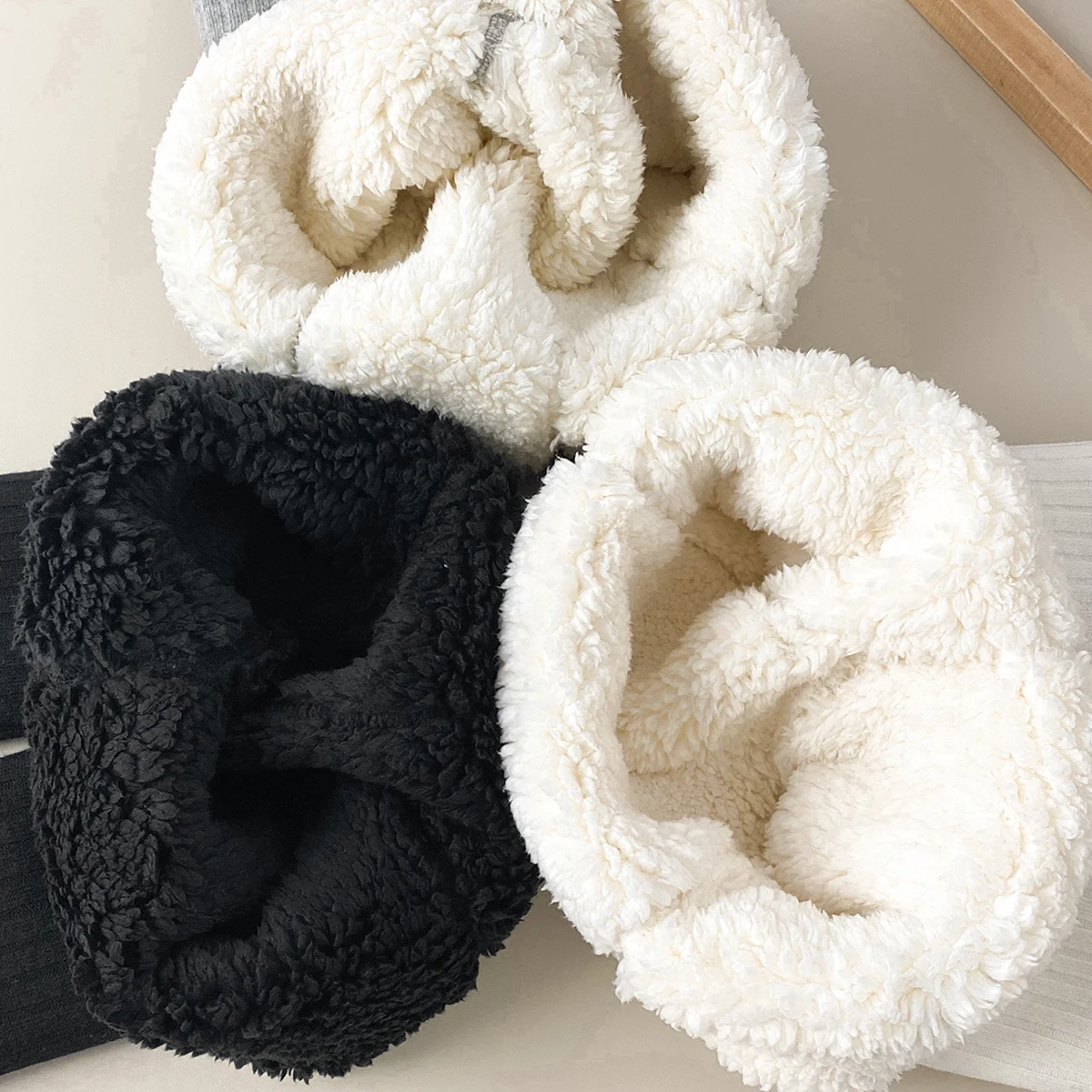 3PCS Baby Winter Sherpa Lined Leggings, Elastic Solid Color Thermal Long Pants for Toddler