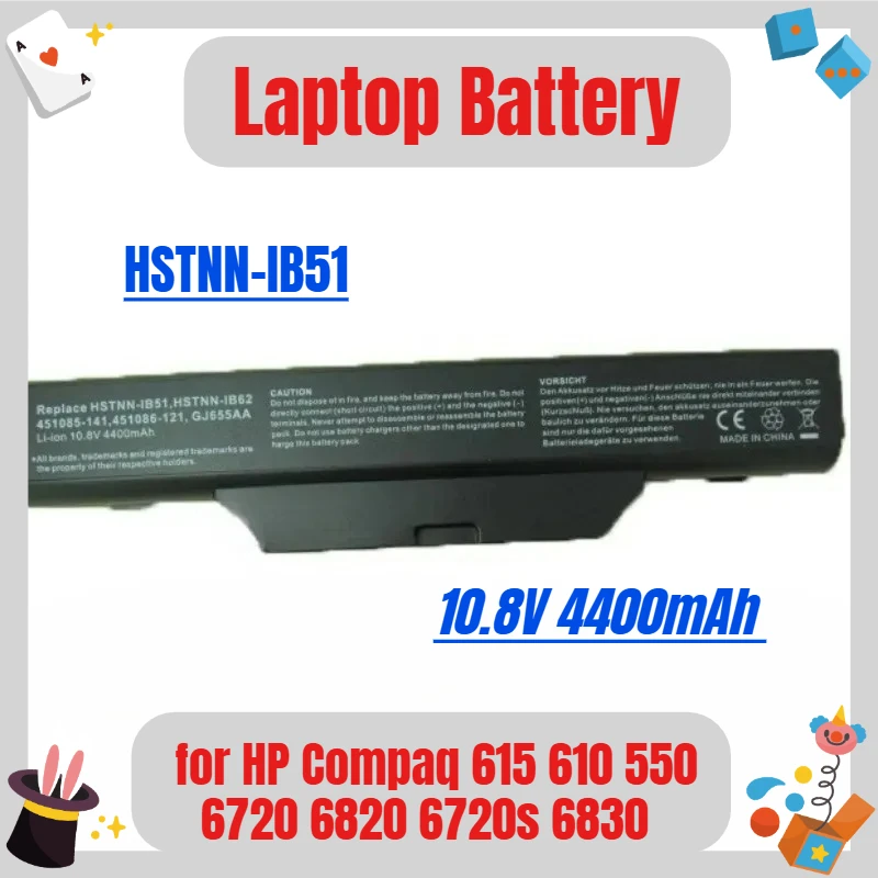 جديد 6 خلية بطارية الكمبيوتر المحمول 10.8 فولت 4400 مللي أمبير ل HP كومباك 615 كومباك 610 كومباك 550 6720 6820 6720s 6830 6830s HSTNN-IB52 HSTNN-IB51