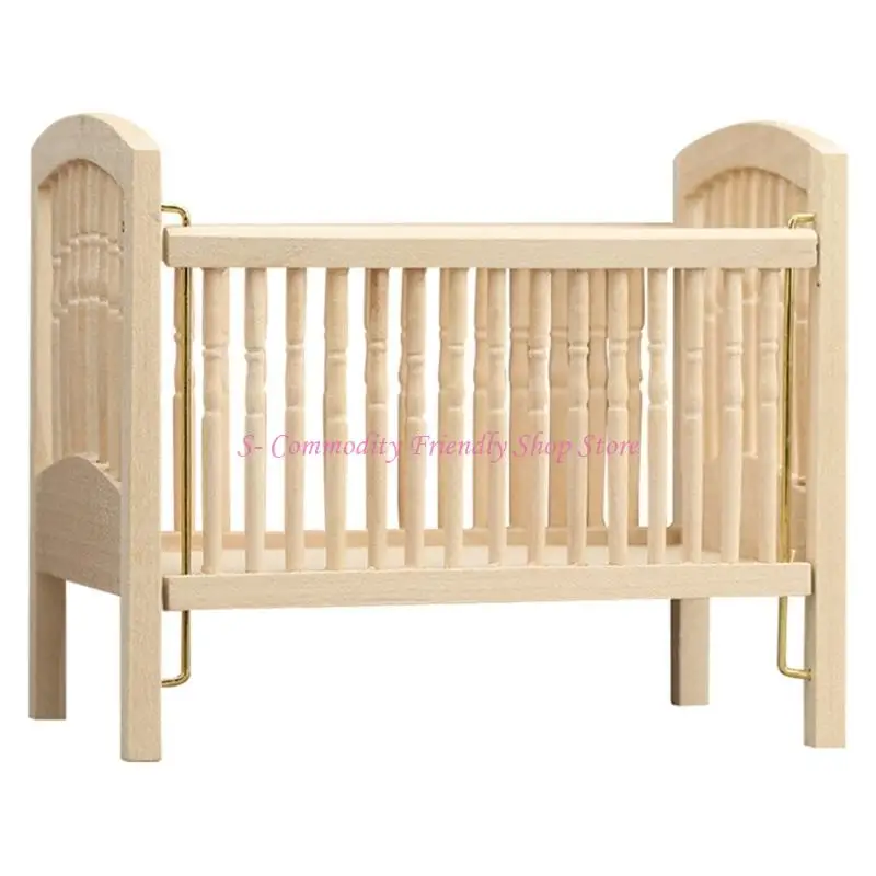

85AE Miniature Baby Crib Cradle Bed For Kids 1/12 Dollhouses Scene Display Decoration