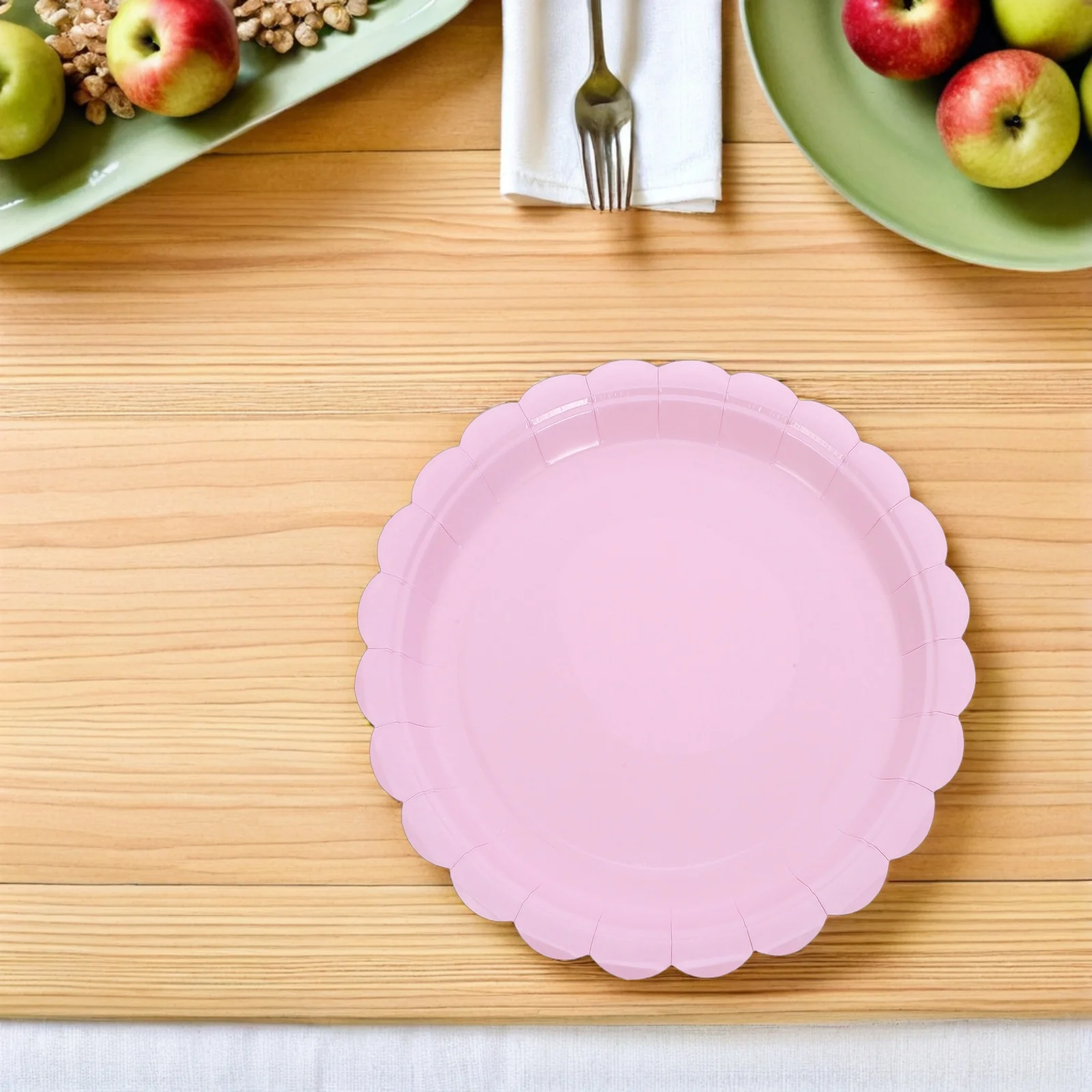 

50Pcs Girls Favor Party Plates Pink Scalloped Flower Design Disposable Small Cake Dessert Plates Pastel Party Supplies
