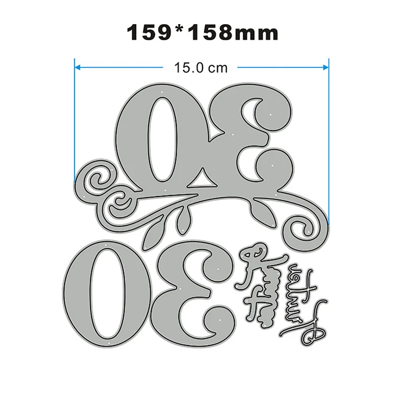 Nowy numer 30 i fraza rzemiosło forma do wytłaczania 2024 wykrojniki do metalu dla majsterkowiczów dekoracyjne Scrapbooking tworzenie kartek do