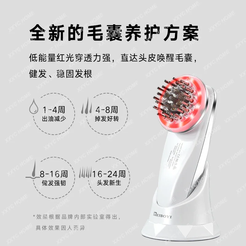 Scalp electric medicine applicator micro-current red and blue light hair comb, head massage meridian device