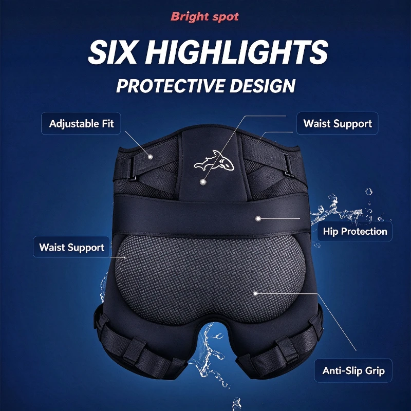 Professional Fall-proof Anti-slip Hip Protector Skating Ski Roller Skating Protective Gear Kids Adults Waist&Hip Protection Pad
