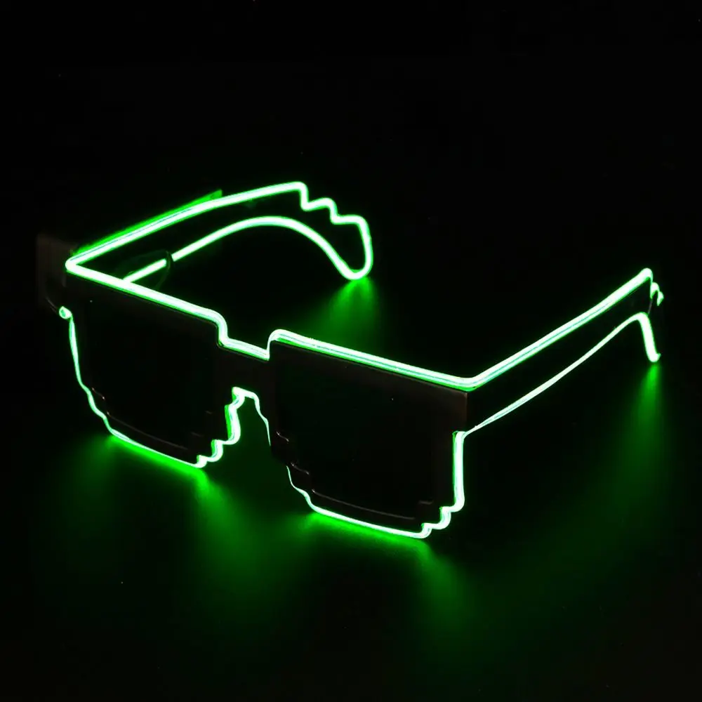 Wireless Mosaic LED Glasses Halloween Christmas Birthday Neon Party Nightclubs Neon Rave Shades Flashing Glasses for Adult Kids