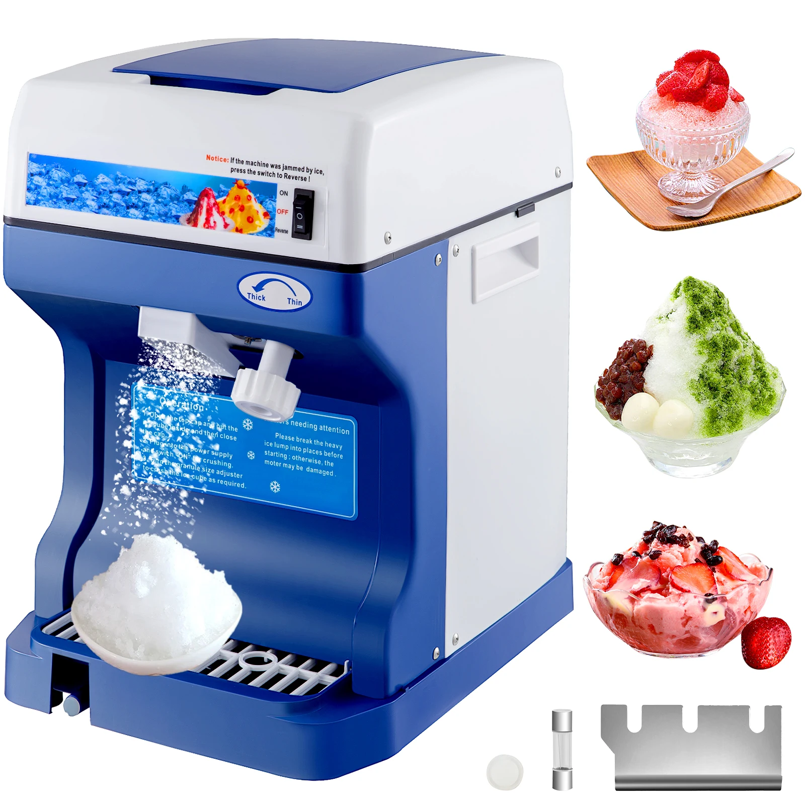 VEVOR 120/200 KG/H Electric Ice Shaver Branch Crusher Chopper Smoothie Blender Granizing Machine Shredder Snow Cone Cubes Maker