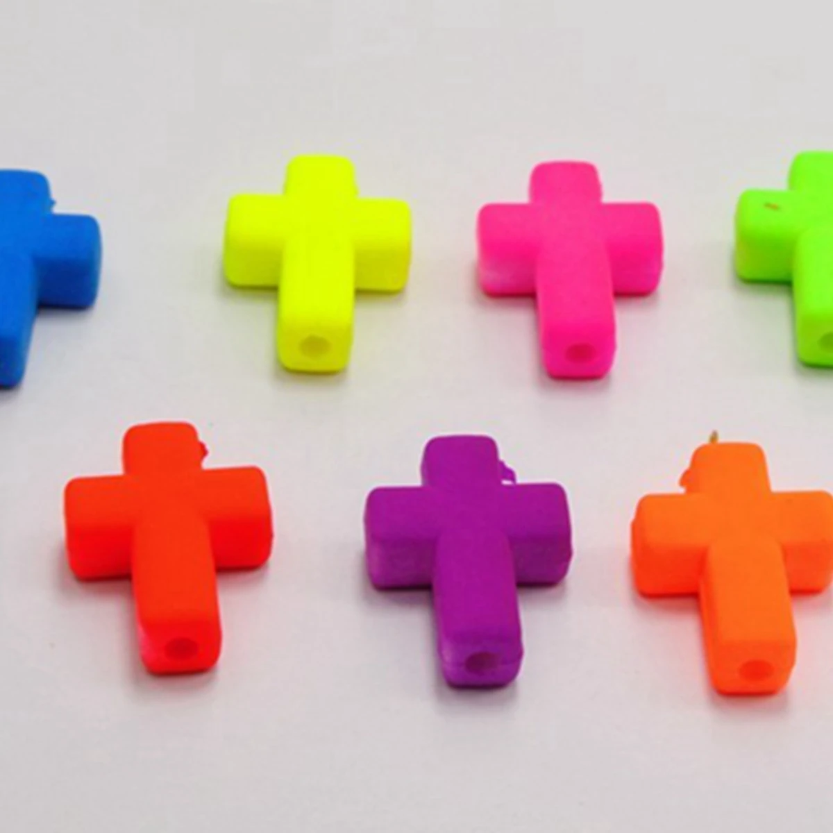 100 Mixed Matte Fluorescent Neon Beads Acrylic Cross Beads Charms 16x12mm
