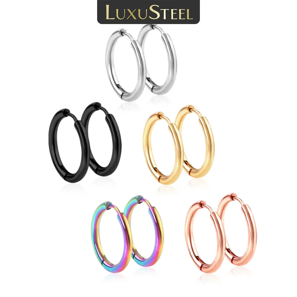 LUXUSTEEL Heißer Trend für Damen, Edelstahl, 2,5-Draht-Ohrringe, 8 mm, Stahlfarbe poliert, wasserdicht, lichtbeständig