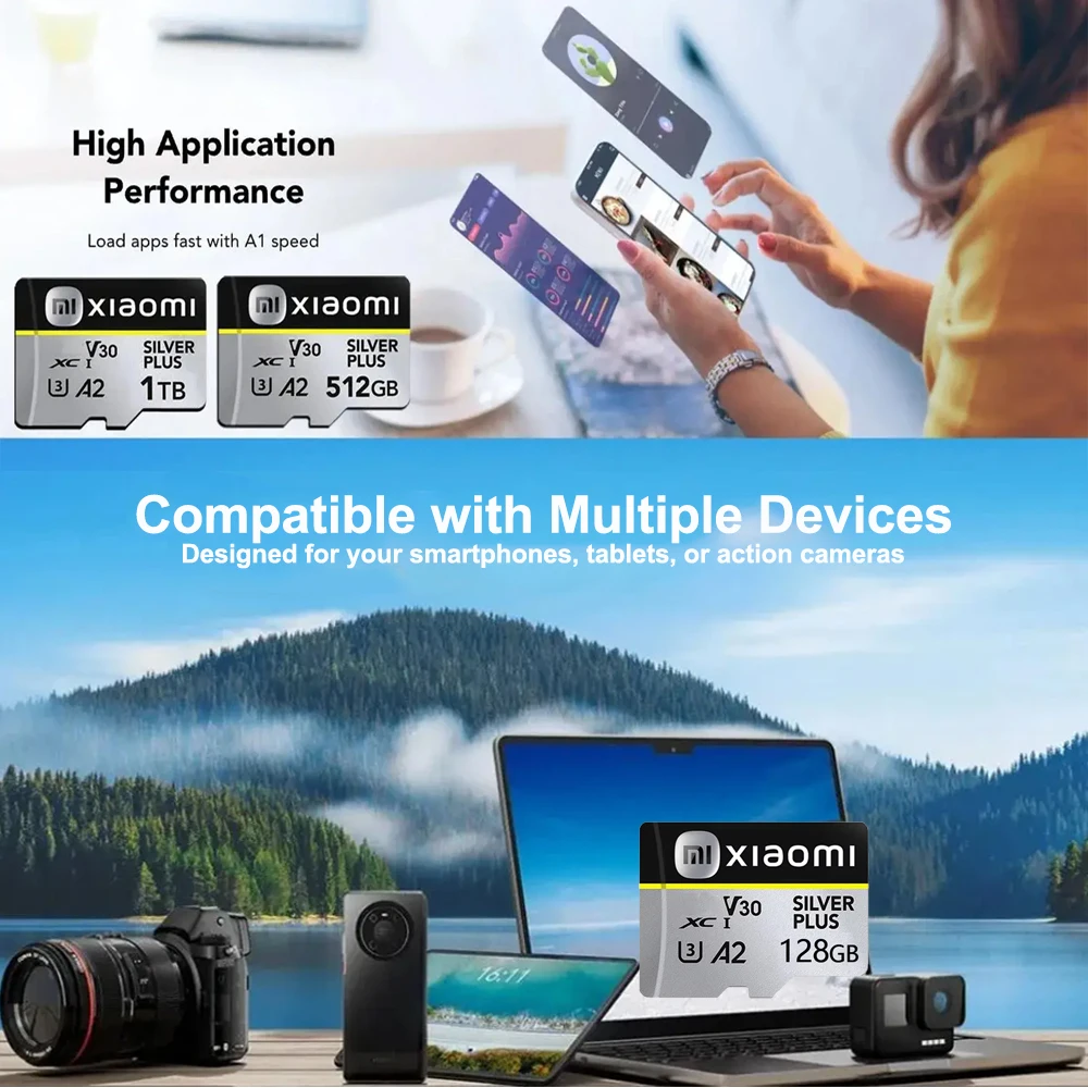 بطاقة ذاكرة Xiaomi Ultra Micro TF SD سعة 128 جيجابايت بطاقة ذاكرة SD صغيرة 2 تيرا بايت 1 تيرا بايت فئة 10 بطاقة ذاكرة فلاش TF عالية السرعة 512 جيجابايت لتخزين الهاتف