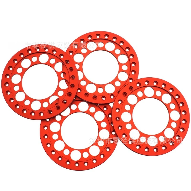 4 قطع من جنوط العجلات الحمراء المصنوعة من السبائك مقاس 1.9 بوصة لسيارات Axial SCX10 AXI03007 TRX4 بمقياس 1/10، قطع غيار للسيارات التحكم عن بعد، إكسسوارات نماذج السيارات