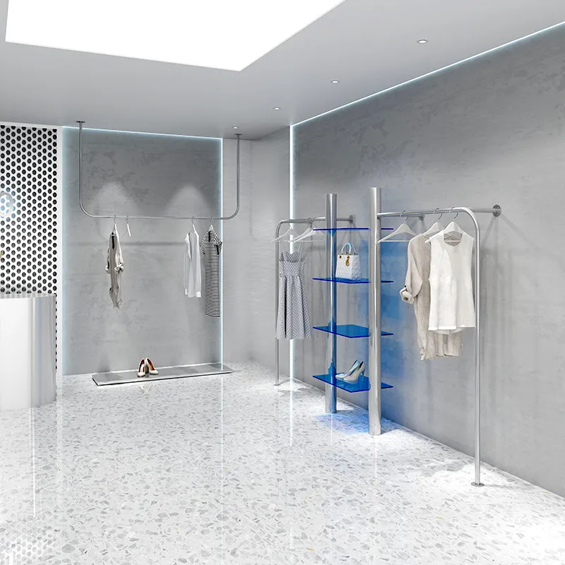 YFY clothing store display rack against the wall floor-to-ceiling  steel acrylic hanger for men's and women's  special  live