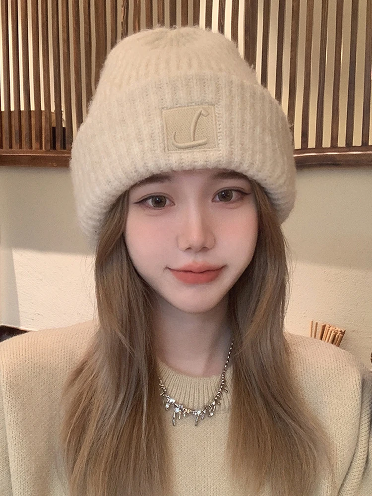 Loose Knitted Woolen Hat Women's Autumn Winter New Style Warm Ear Protection Small Face Effect Casual round Top Hat