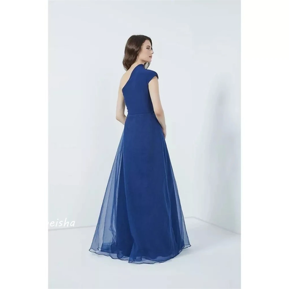 Jersey Beading Draped Celebrity A-line One-shoulder Bespoke Occasion Gown Long Dresses