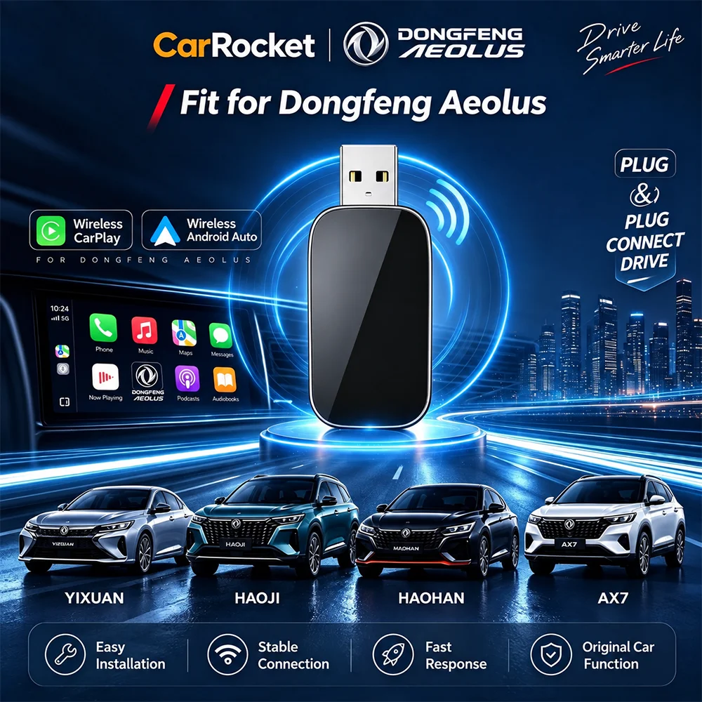 2in1 Wireless CarPlay & Android Auto For Dongfeng Aeolus Android Car USB Adapter WIFI Bluetooth Connect For Yixuan Haohan AX7
