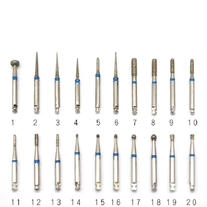 10Pcs Dentist Low Speed Dental RA Diamond Burs For 2.35mm Shank Handpiece