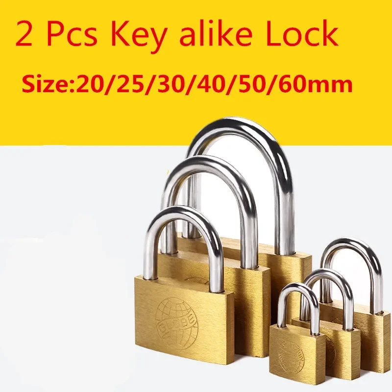 1 Pcs Same Key Copper Padlock Wolf Head Brass Lock Small Locks 20mm 25mm 30mm 40mm Not Rust Core Include 6 Keys