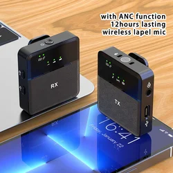 SX9 Wireless Lavalier Microphone with Noise Canceling Collar Microphone Pin Mic with Large Battery 1 in 1 Lapel Microphone