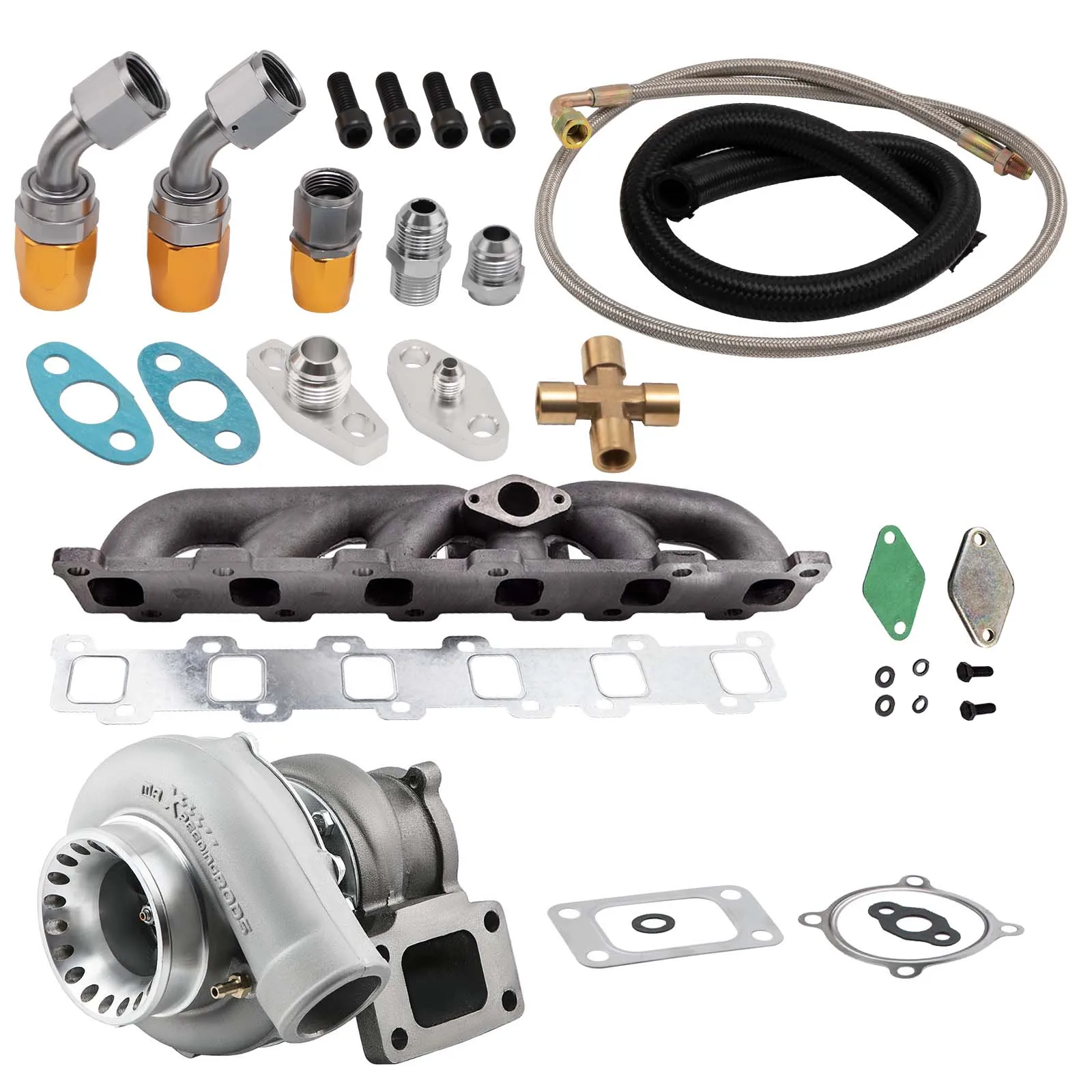 

MaXpeedingrods TD42 Turbocharger Turbo Kit For Nissan Patrol Y60 GR 4.2L TD42 TB42 TB45 Oil Line Kit &Exhaust Manifold