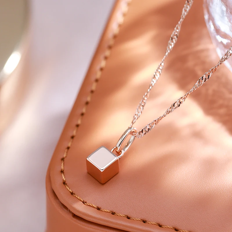 JULYDREAM Glossy Square Pendant Fashion Oval Buckle 585 Gold Color Women Necklace Long Chain Accessories Girls Geometric Jewelry