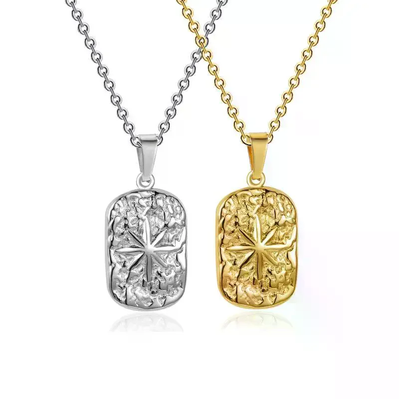 Eight-pointed Star Pendant Necklaces For Men Compass Stainless Steel Jewelry Gift