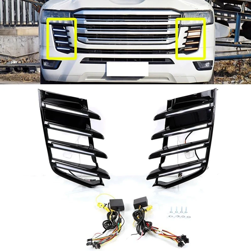 

LED Front Bumper Grille Daytime Running Light For Land Cruiser LC300 2023 Fog Lamp Driving Light Blue Night Headlight