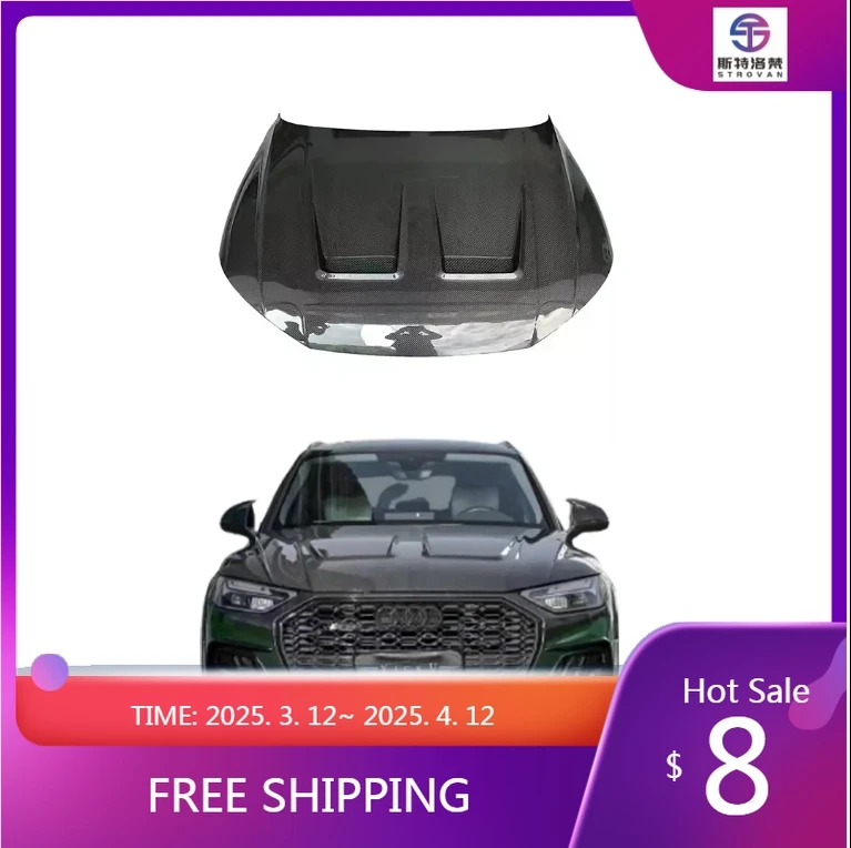 

Deren High Quality MSY Style Dry Carbon Fiber Hood for 2019-2023 Q5 SQ5 M Style Dry Carbon Fiber Perfect Fit Engine Bonnet