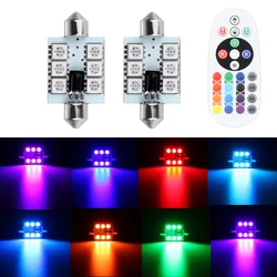 2pcs C5W RGB LED Canbus Festoon 31mm 36mm 39mm 41mm Car Interior Reading Light Bulb Remote RGB Led Boot Trunk Lights Door Lamp