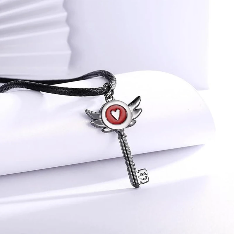 Hazbin Necklace Dainty Heart Padkey Portal Inspired Key Pendant Hotel Lucifer Alastor Group Cosplay Costume Jewelry Teens Girl