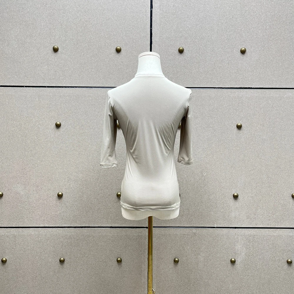 Women's O Neck Mid Sleeve T Shirt Soft Slim Fit Basic Solid Color Tee Elegant Casual Stretch Blouse Tops For Daily Wear New 2026