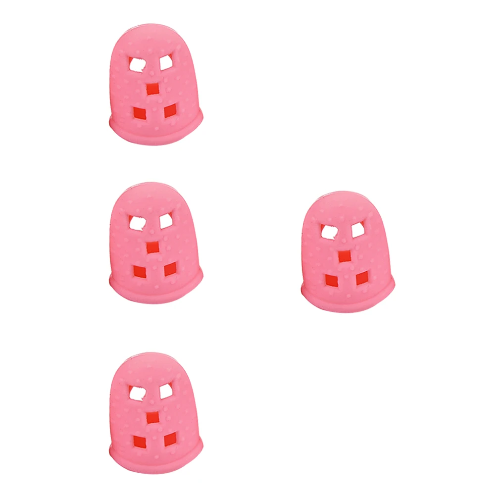 

4 Pcs Protectors Finger Cots Pink Guitar Fingertip Non-slip Silicone Thumb Child