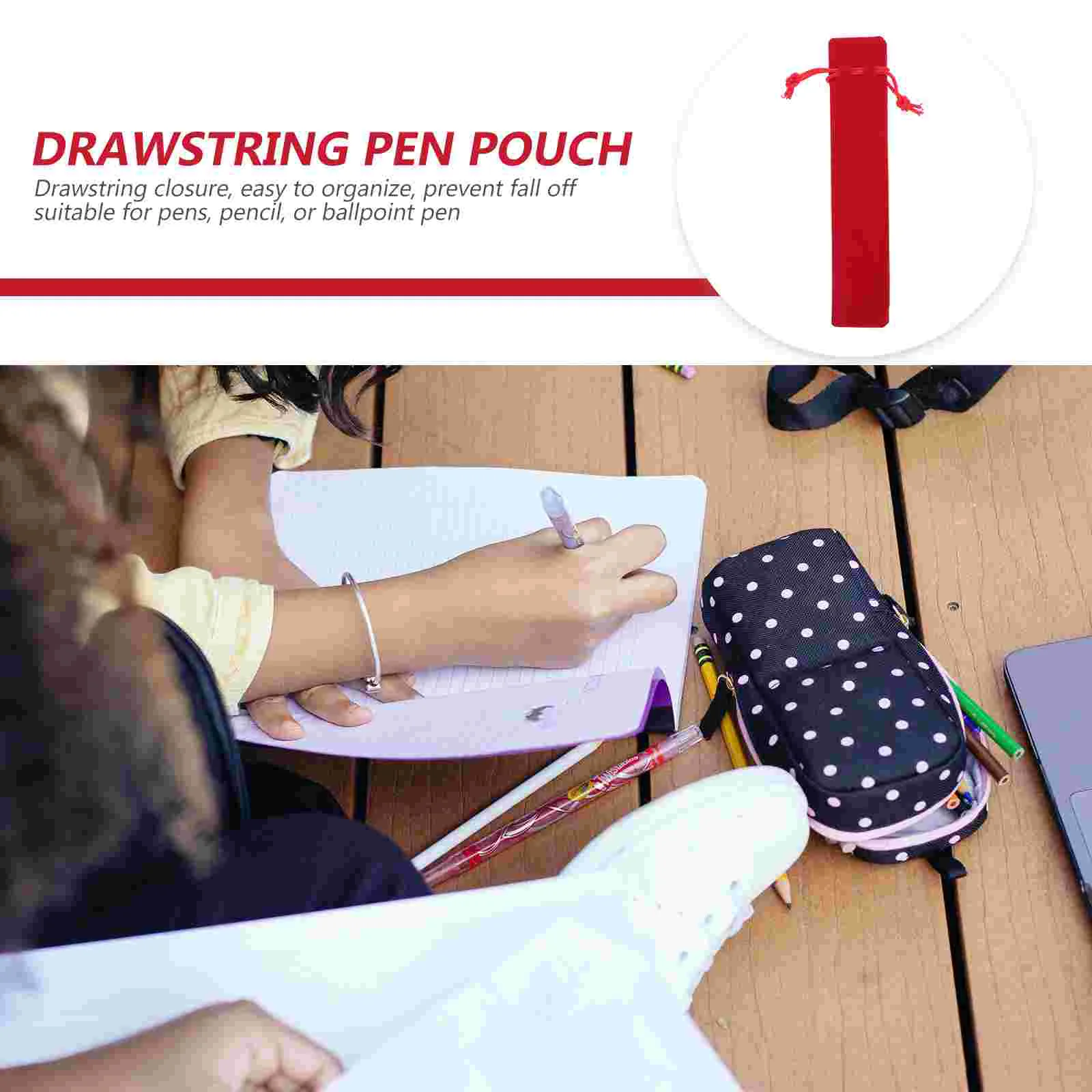 Imagem -05 - Único Drawstring Pen Pouch Lápis Case Sleeve Holder Vermelho Gift Grupo 20 Pcs