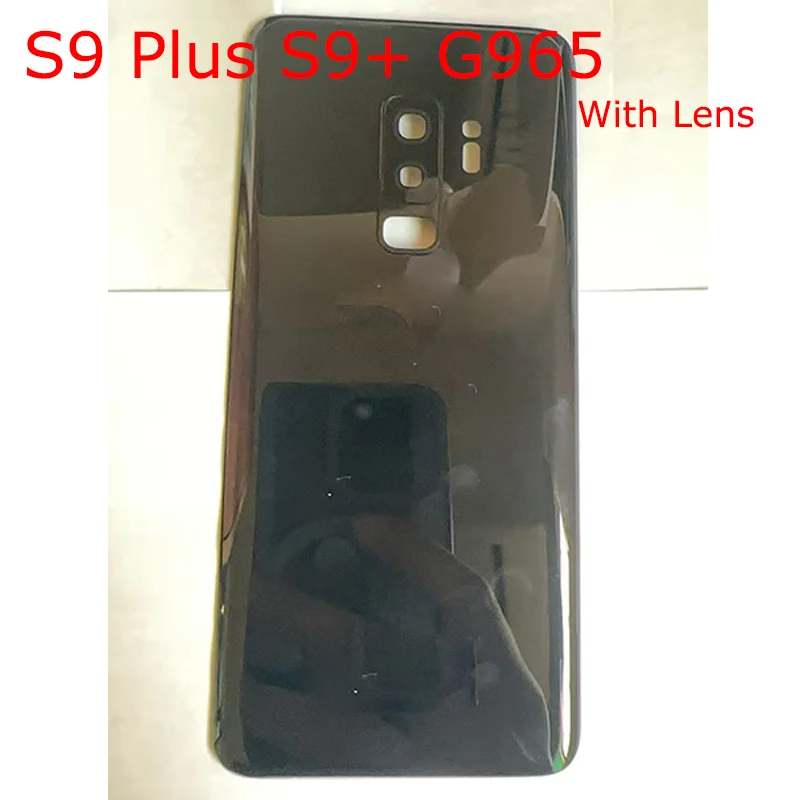 A +++ S9Plus الإسكان لسامسونج غالاكسي S9 زائد G965 6.2 "زجاج البطارية الغطاء الخلفي إصلاح استبدال الباب الخلفي + عدسة الكاميرا
