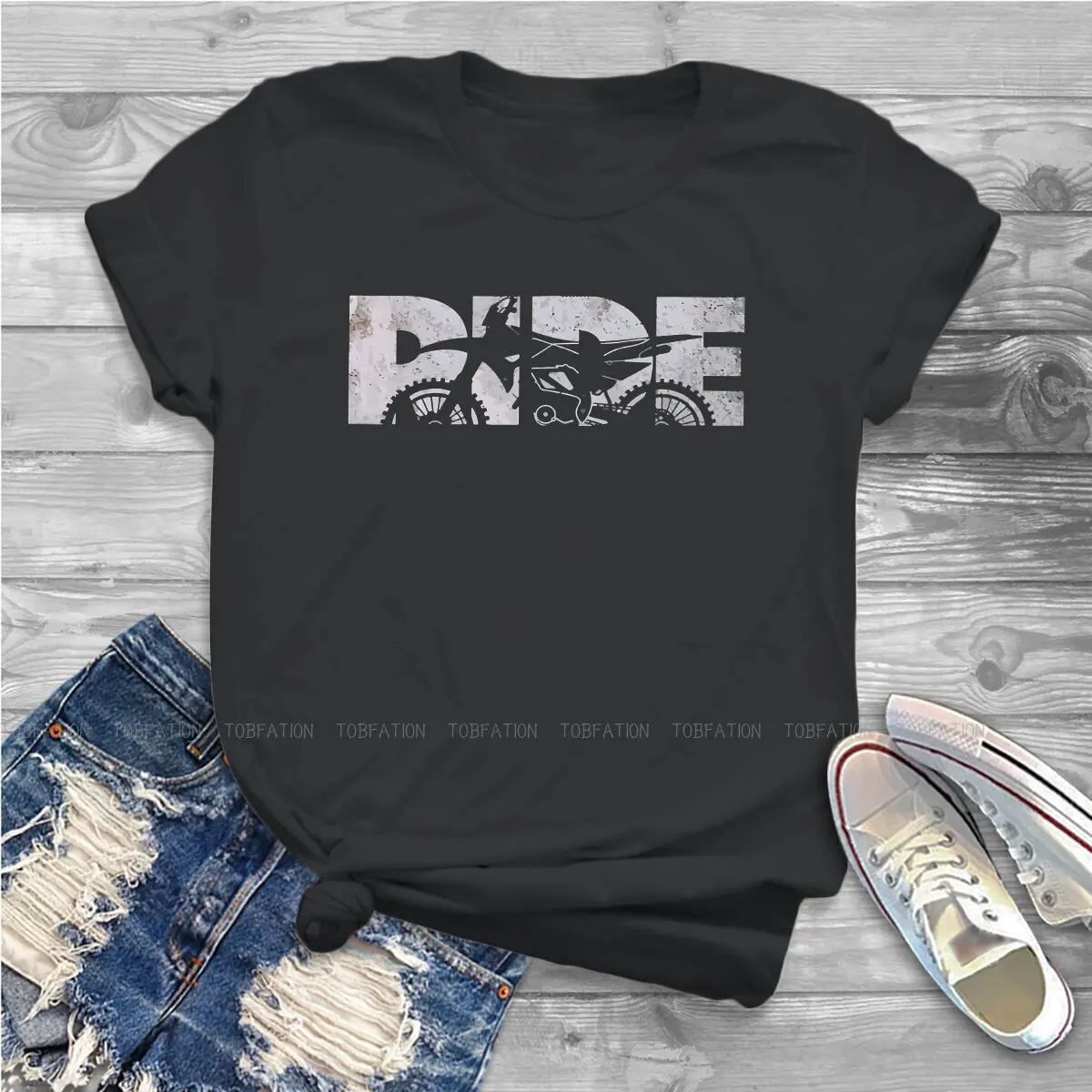 RIDE Dirt Bike Motocross Apparel TShirt For Women Enduro Cross Motorcycle Racing Tees Harajuku Ladies T Shirt Basic Graphic