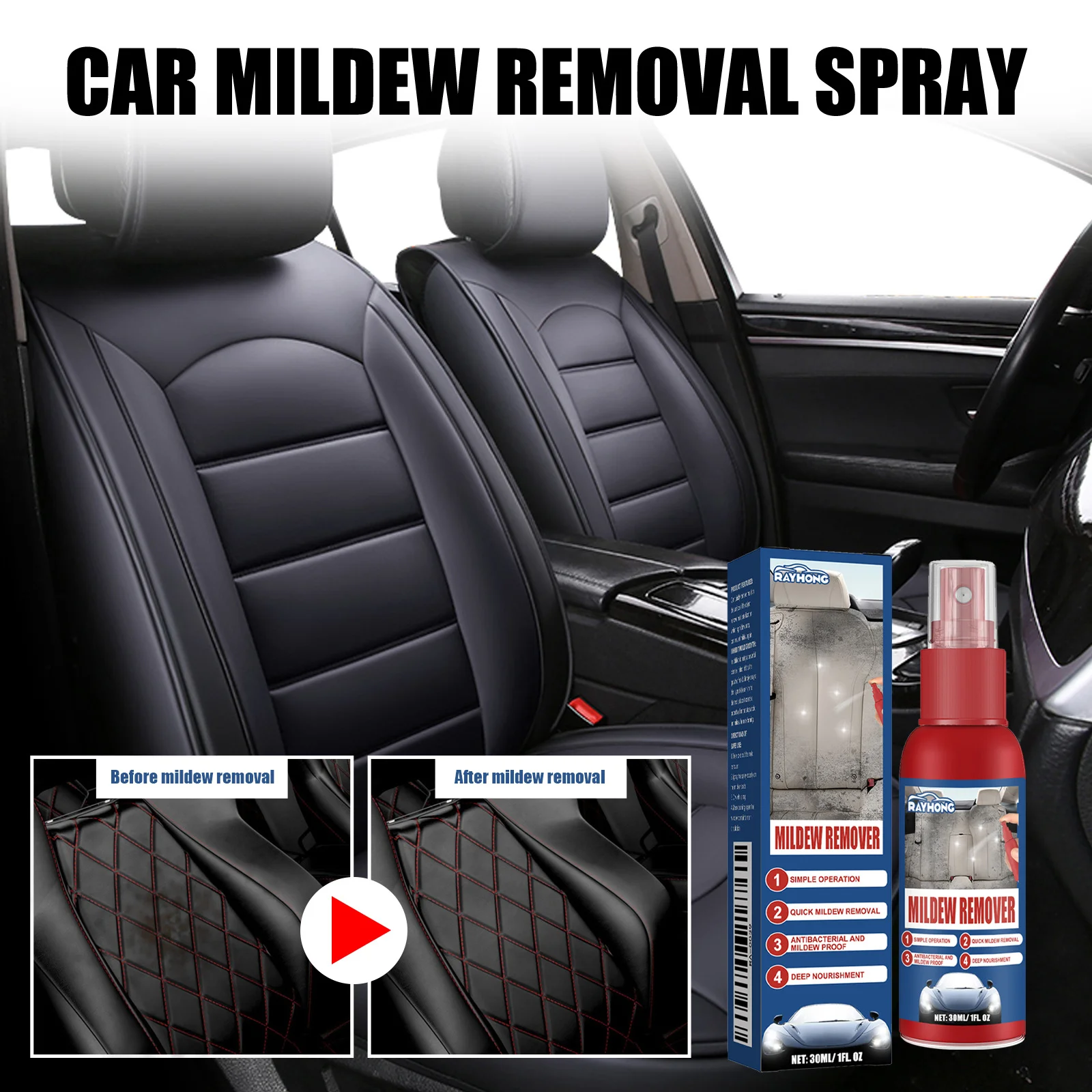 Multi-Functional Cleaner Car Mildew Remover Fabric Leather Seat Remove Mold Refurbishment Maintenance Agent Automobiles Cleaner
