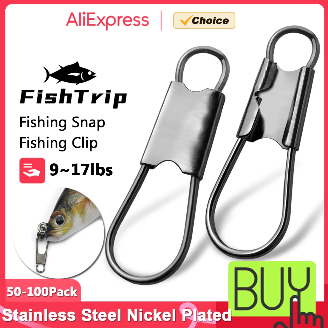 FishTrip 인터록 낚시 스냅 클립 50-100pcs 빠른 변경 스테인레스 스틸 낚시 미끼 커넥터 터미널…