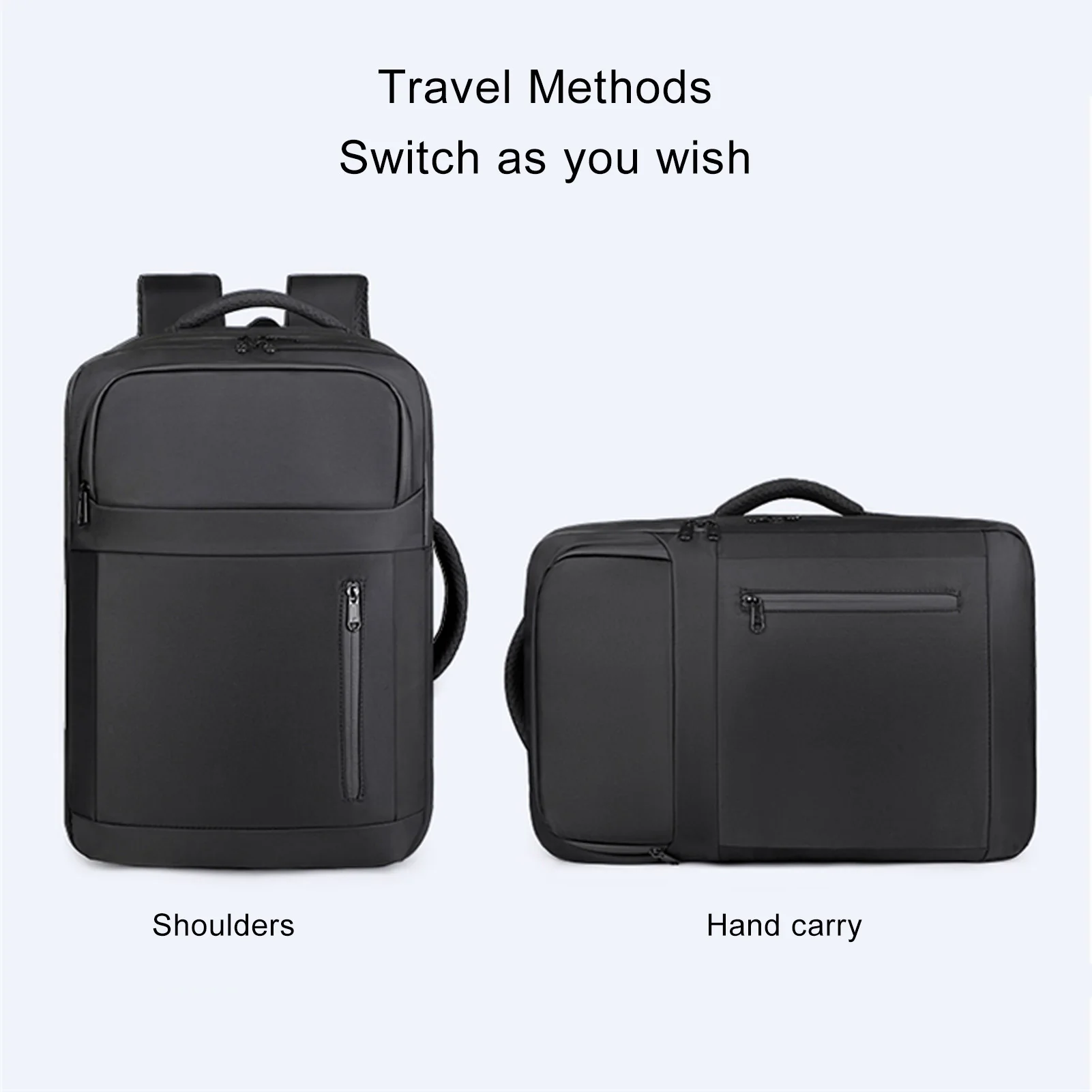 حقيبة ظهر مفرغة مع حقيبة ظهر مضغوطة للسفر، حقيبة ظهر سعة 36 لتر مع ختم مفرغ ومضادة للسرقة وقابلة للتخزين